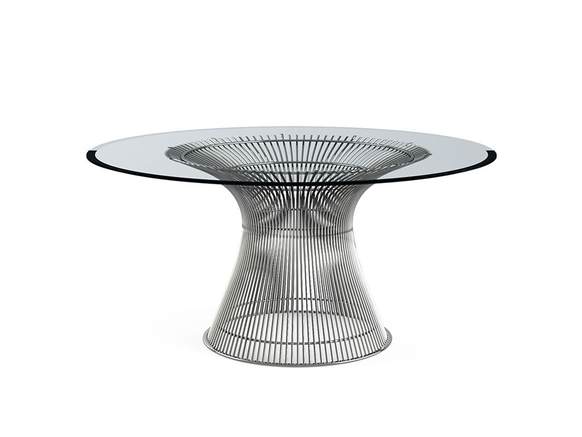 Platner Tavolo - Top Cristallo Trasparente / Polished Nickel / Ø 152 cm