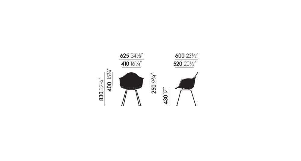 Eames Plastic Armchair DAX - Legs Polished Chrome